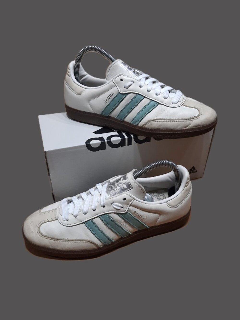 Adidas Samba Originals OG Womens Size 7.5 Ivory Green Brown Gum Sneakers (#2407) - Picture 4 of 14
